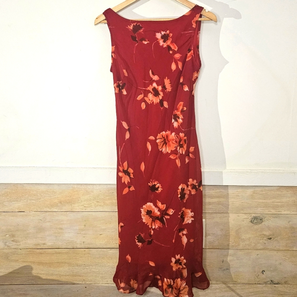 Vintage 90s y2k flowy chiffon floral dress